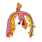 Shiny Moltres as it appears in X & Y